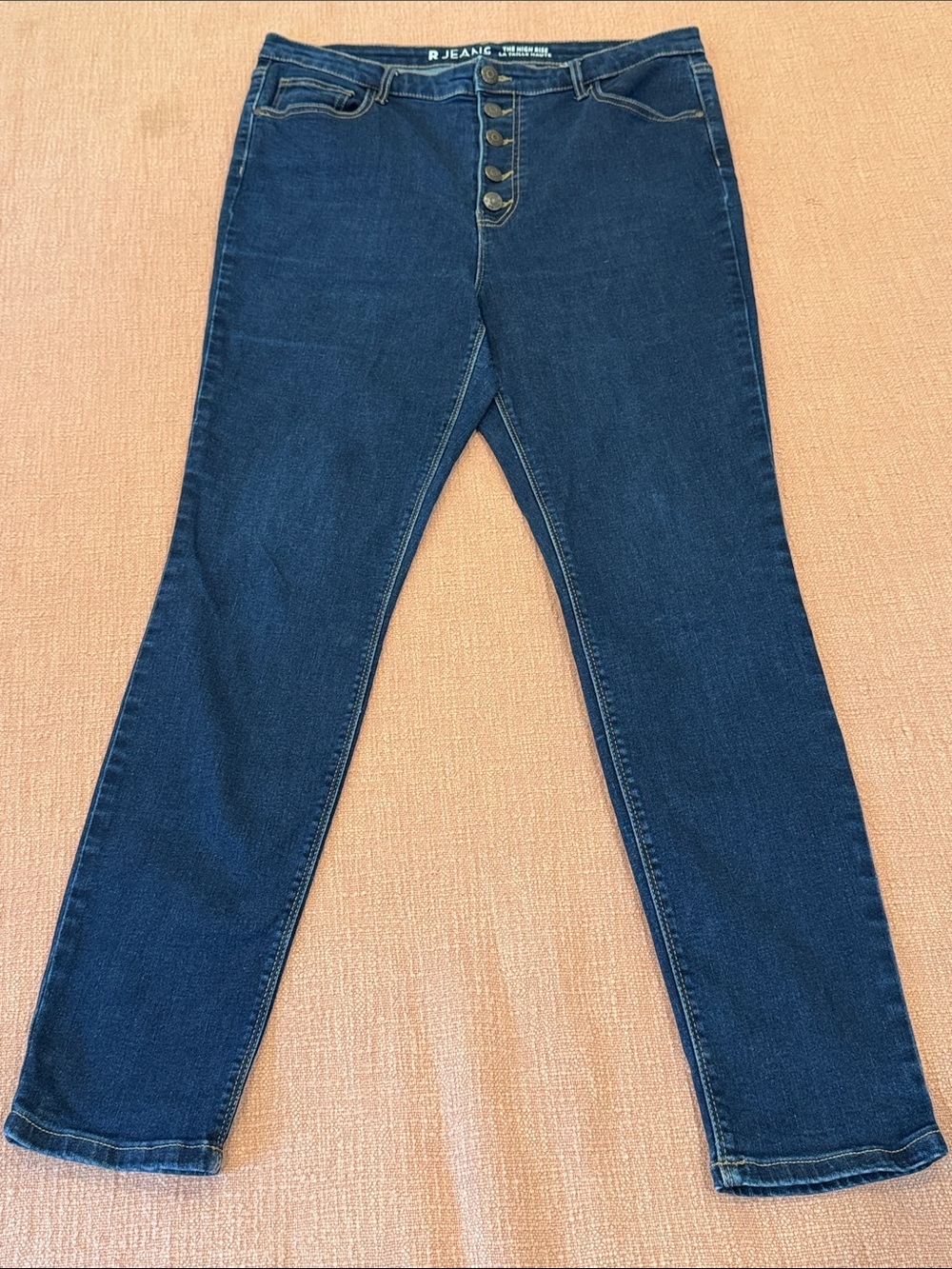 W33L29 high rise wm’s Dark Blue stretchy Skinny Jeans with Button Fly